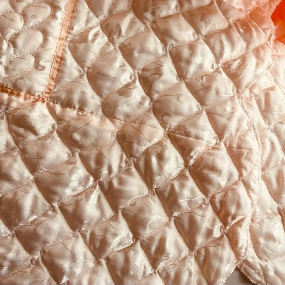 Vintage Quilt Blanket Matelasse Peach